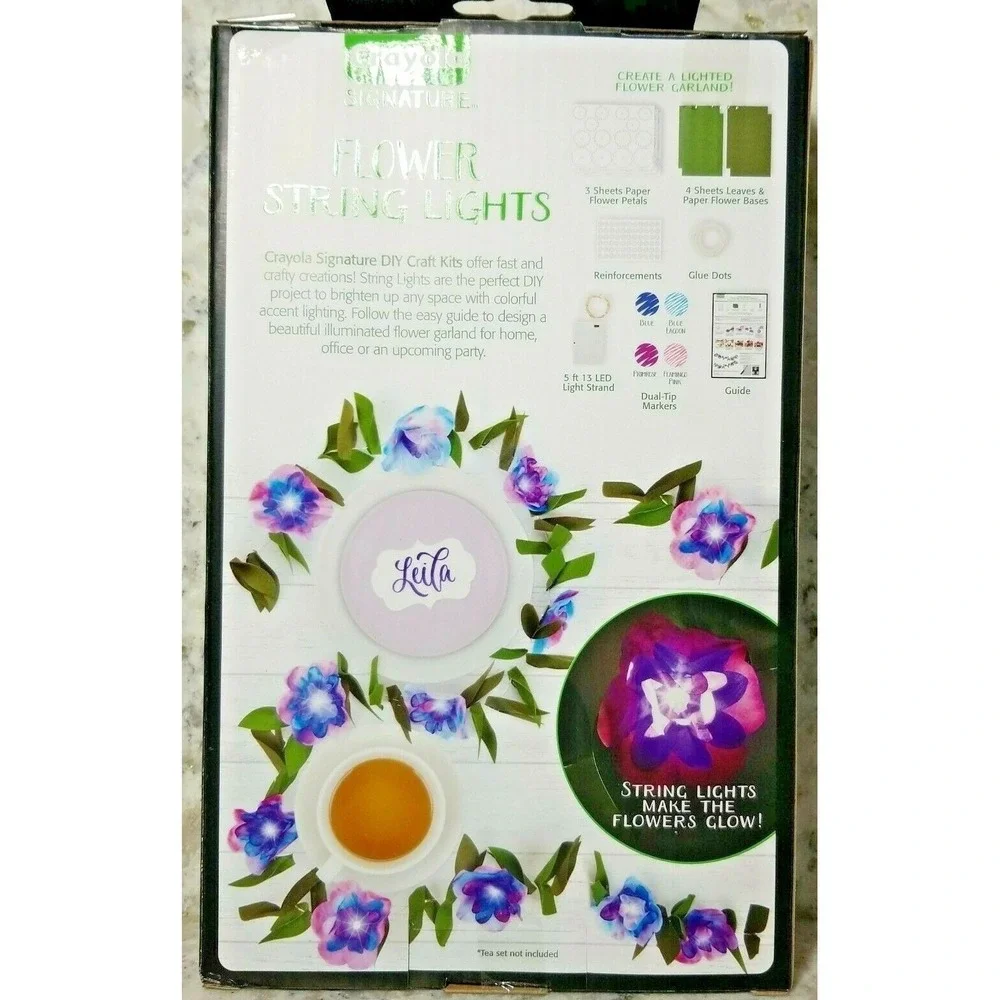 Crayola Signature Make Your Own Flower String Lights DIY Craft Kit Purple‎ LED